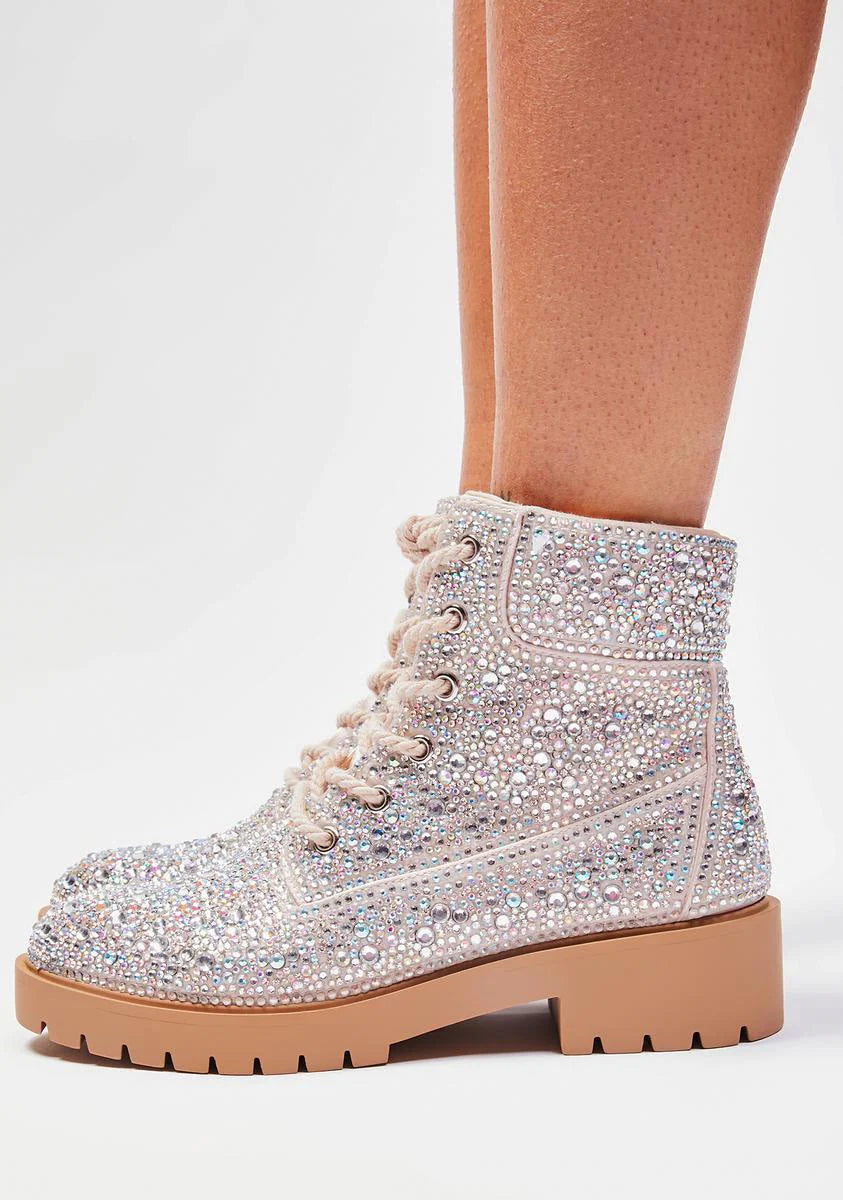 Rhinestone Hudson Combat Boots