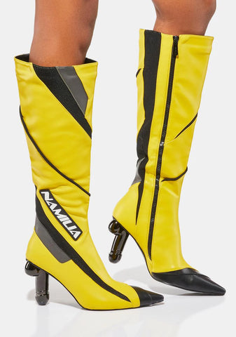 Yellow Dick Heel Motocross Boots