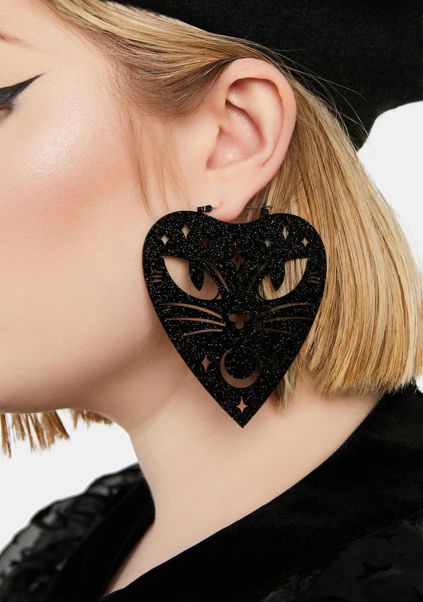 Ouija Cat Hoop Earrings