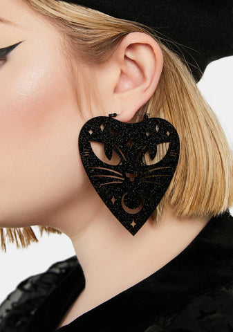 Ouija Cat Hoop Earrings