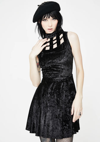 Velveteen Dream Caged Neck Mini Dress