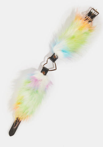 Pastel Faux Fur Heart Choker