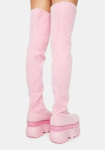 Sugar Coated Dreams Fuzzy Thigh High Boots