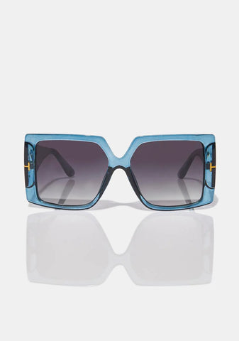 Aqua Glam Getter Oversized Square Sunglasses
