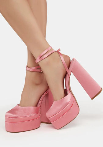 Pink Martha Stacked Platform Heels