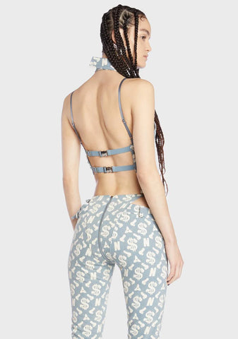 Monogram Denim Neckholder Top