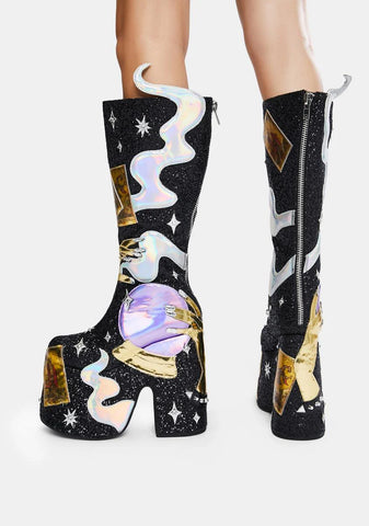 Cosmic Fortune Platform Boots