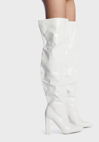 White Daphne Thigh High Boots
