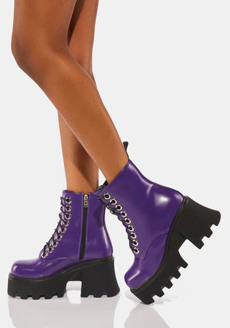 Purple Run To You Platform Ankle Boots