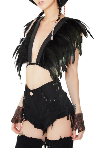 Desert Outlaw Lace-Up Studded Denim Shorts