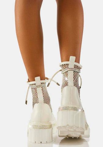 White Diamond Drip Combat Boots