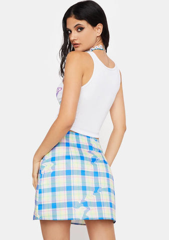 Trippy Plaid Mini Skirt