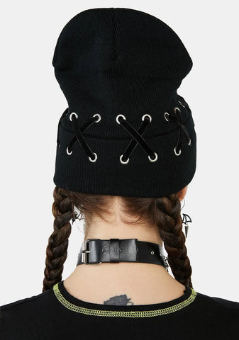 Dead End Street Lace-Up Beanie