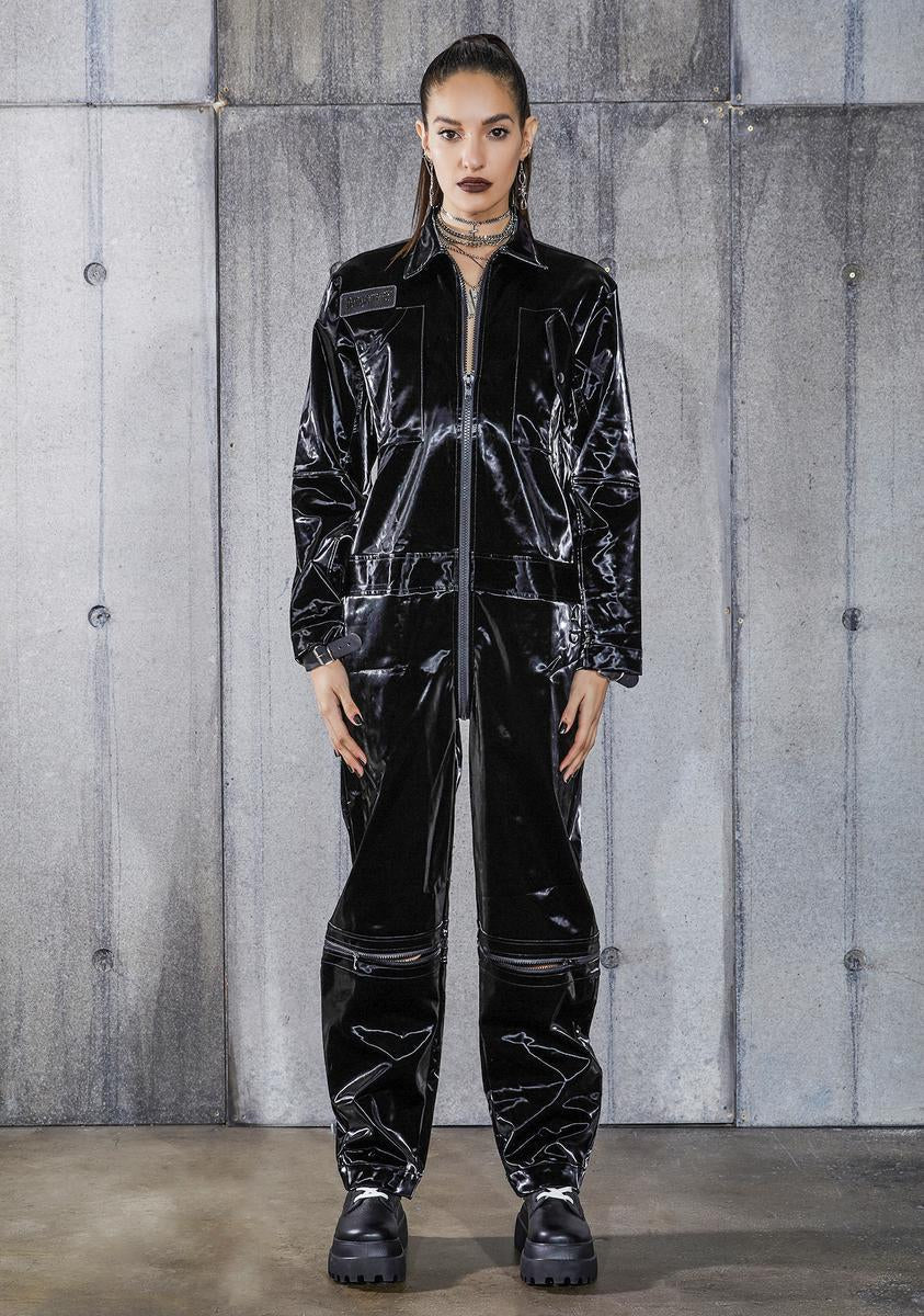 Snare Wet Look Zip-Up Utility Jumpsuit