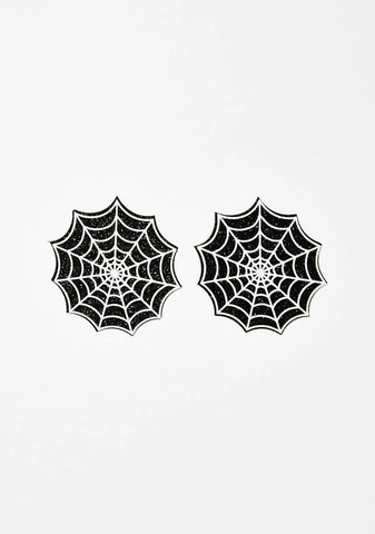 Blacklight Spider Web Glitter Pasties