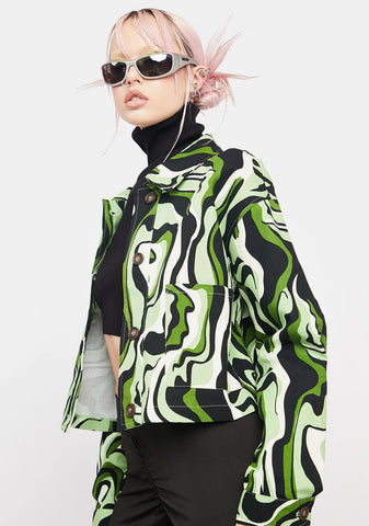 Green Swirl Print Schacket