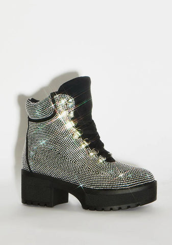 Scorpion Rhinestone Combat Boots