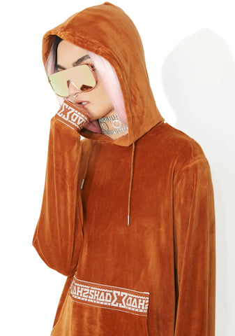 Rust Velour Hooded Sweat