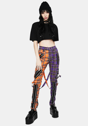 Orange Purple Madness Plaid Pants