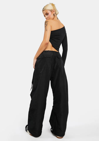 Black Rian Nylon Cargo Pants