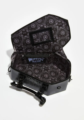 Skull Stud Croc Coffin Crossbody Bag