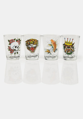 Ed Hardy 4-Pack Mini Glass Set