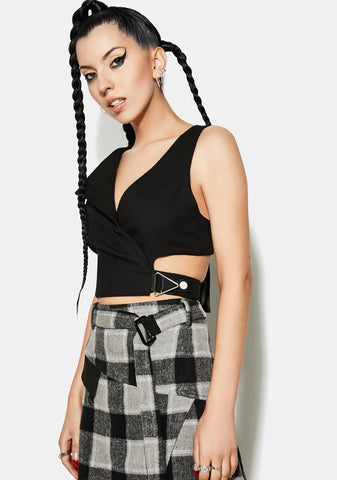 Asymmetric Lapel Short Waistcoat