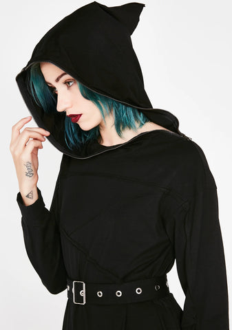 Stitching Asymmetrical Hooded Dress
