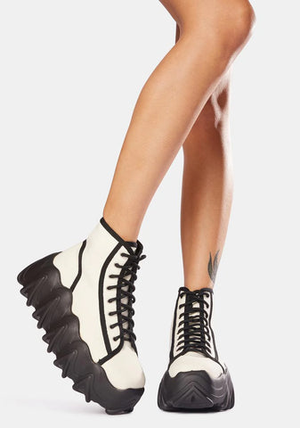 White Sneakin' Away Chunky Platform Sneakers