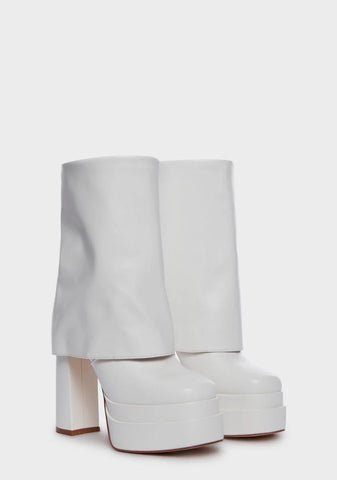 White Baby Platform Boots