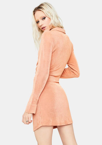 Coral Light The Dark Long Sleeve Mini Dress