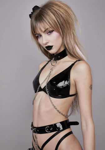 Love Is Pain Choker Chain Bra