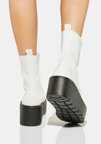 White Talos Platform Combat Boots