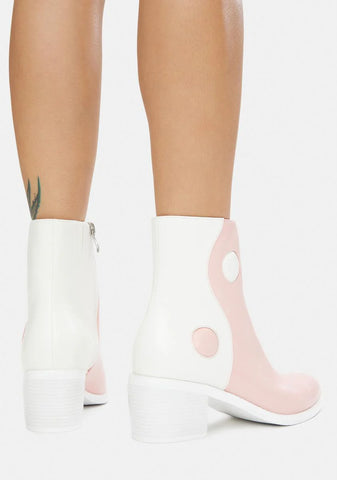Pink Balancing Act Vegan Leather Boots