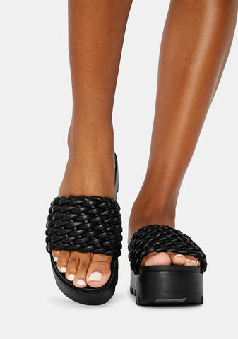 Ink Totally True Platform Woven Slides