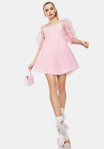 The Pink Flirt Puff Sleeve Mini Dress