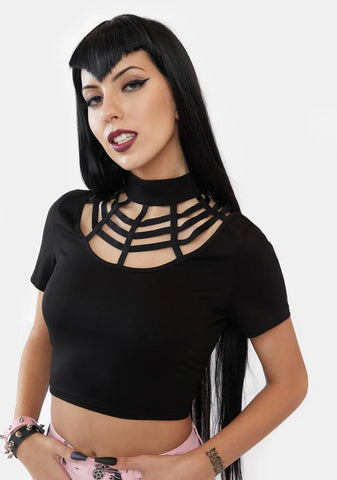 On The Web Mock Neck Top