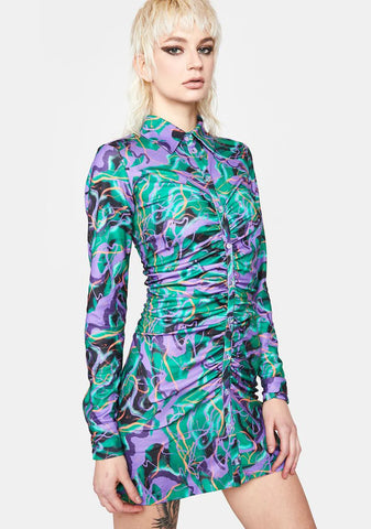 Jungle Ruched Mini Dress