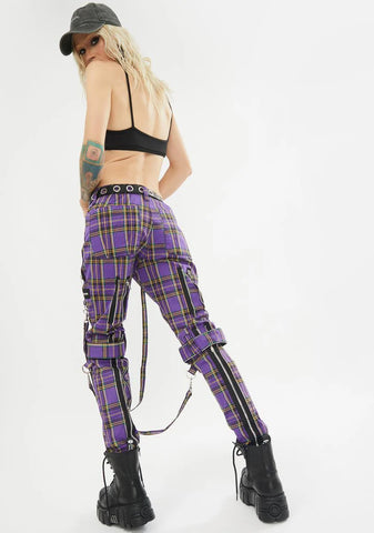 Violet Plaid Bondage Pants