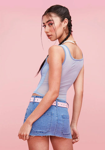 Sky Get Lucky Mesh Corset Top