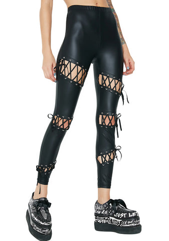 Rebellion Matte Lace-Up Leggings