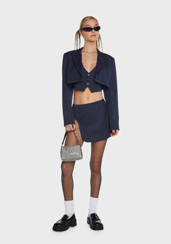 Zayne Cropped Pinstripe Blazer