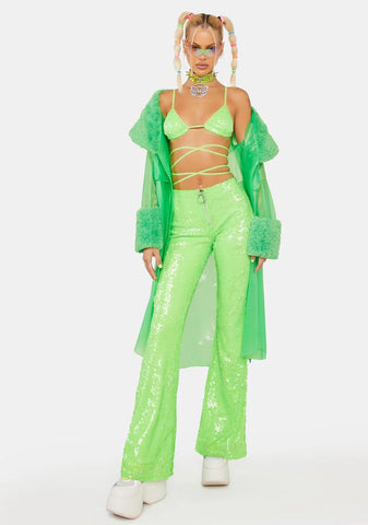 Lime Infinity Dream Sequin Bra Top
