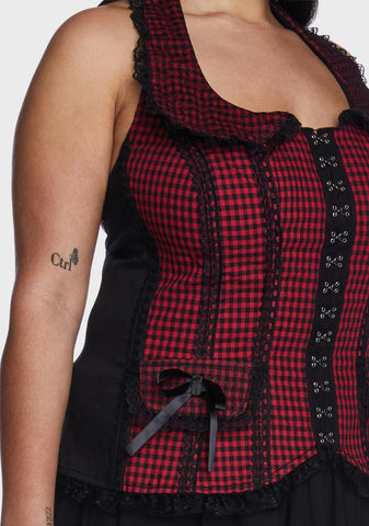 Plus Black And Red Bo Peep Halter Corset