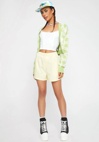 Yellow Gingham Paperbag Shorts