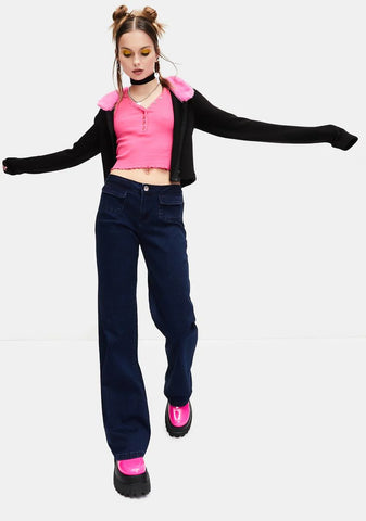 Cutesy Thrills Rib Henley Tank