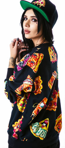 Pizza Pie Face Crew Pullover Sweatshirt