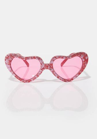 Pink Glitter Heart Sunglasses