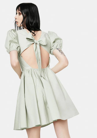 Sage Lara Puff Sleeve Mini Dress