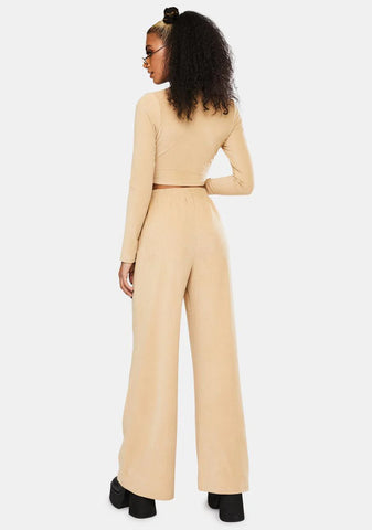 Tan Velvet Rib Obeli Trouser